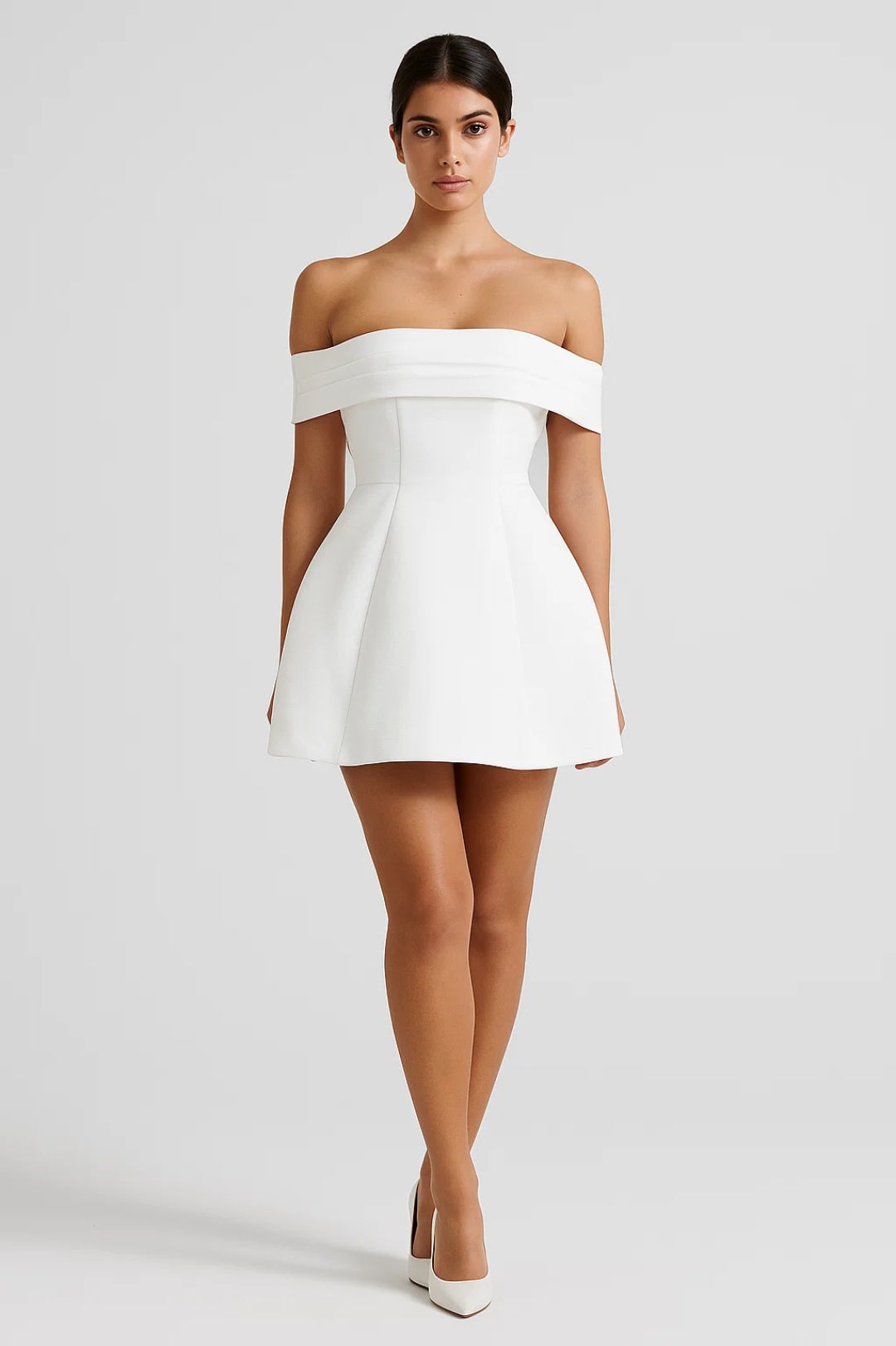 Women's Mini Dress - Off Shoulder Colour Block A-Line | Elegant