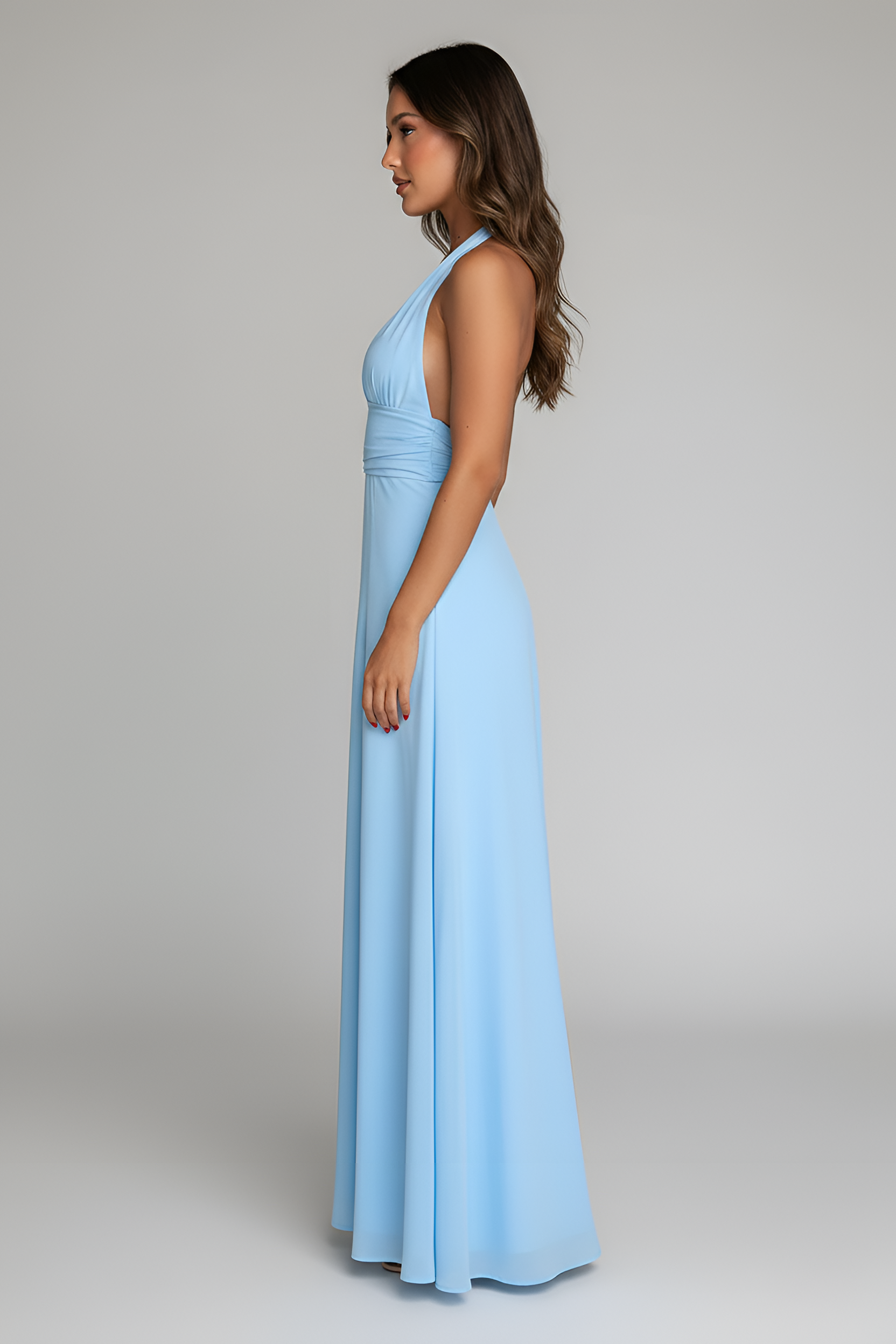 Women’s Halter Neck Maxi Dress with High Slit Evening Gown