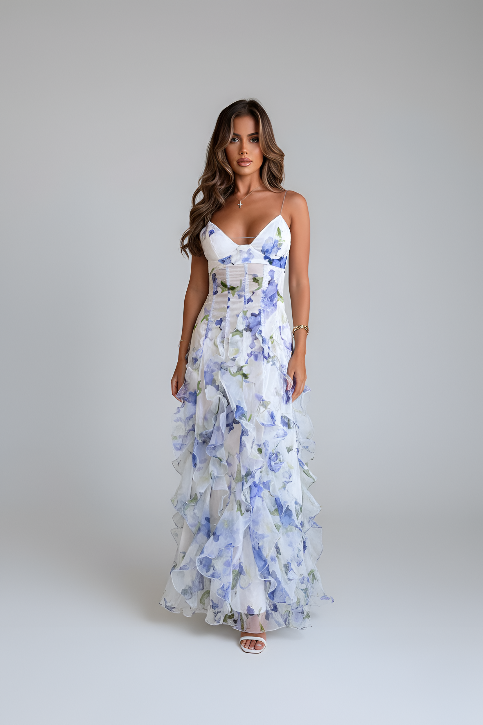 Φόρεμα τελετής με φλοράλ βολάν για γυναίκες