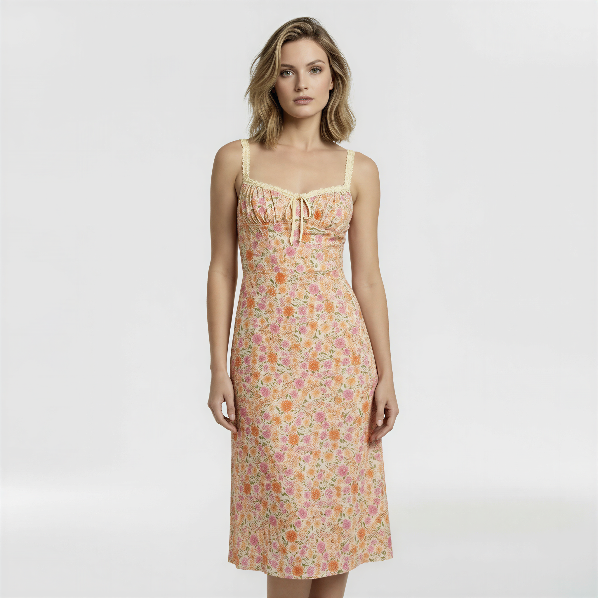 Women’s Floral Midi Dress Sleeveless Lightweight Summer Wear