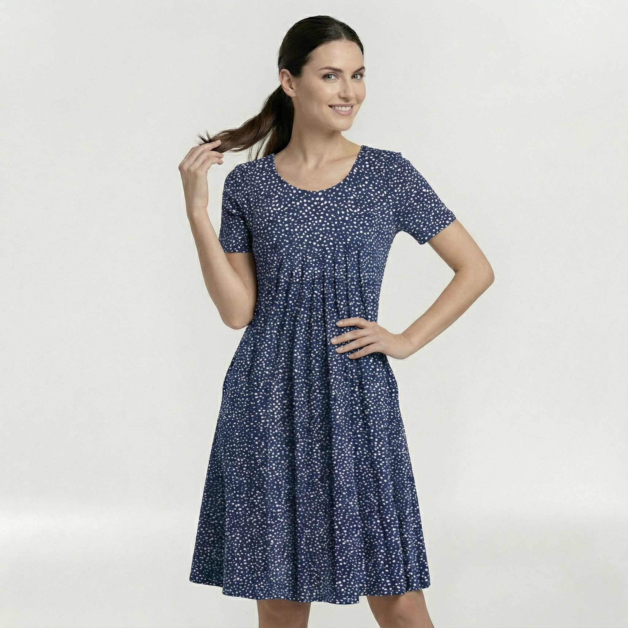 Γυναικείο Φόρεμα Μίντι με Κοντό Μανίκι και Λουλούδια, Καθημερινό, Ελαφρύ