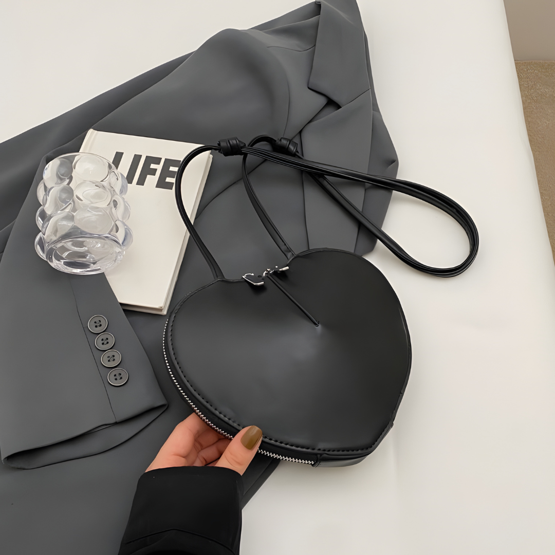 Aina | Women's Heart-Shaped Crossbody Bag with Long Strap and Zip Closure