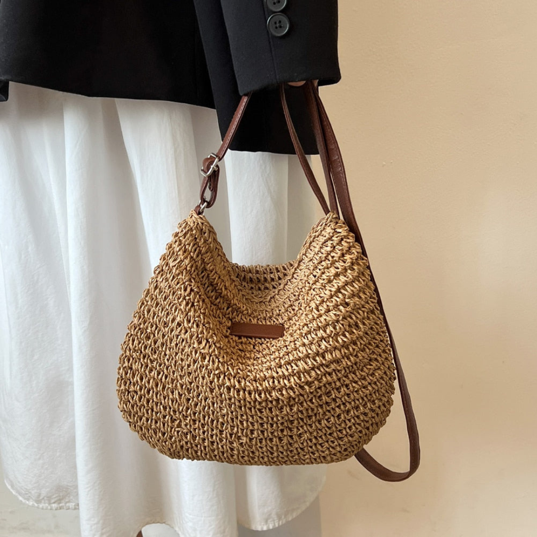 Amaia | Women's Woven Hobo Bag with Shoulder Strap and Short Handle