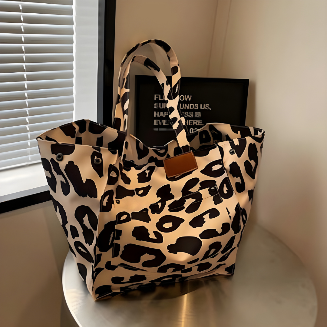 Amaia | Women's Large Leopard Print Shopper Tote Bag with Double Handles