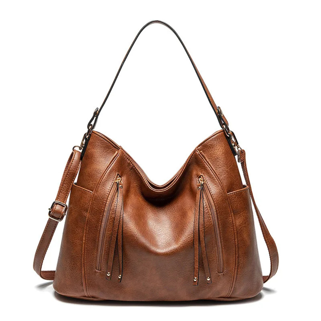 Ariadna | Women's Hobo Bag with Shoulder Handle, Long Strap and Zip Pockets