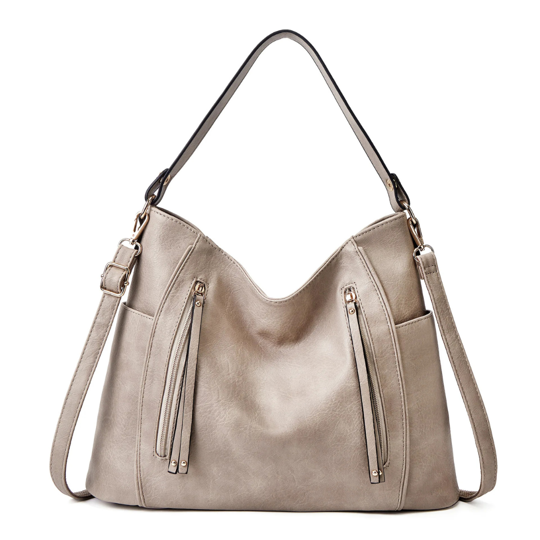Ariadna | Women's Hobo Bag with Shoulder Handle, Long Strap and Zip Pockets