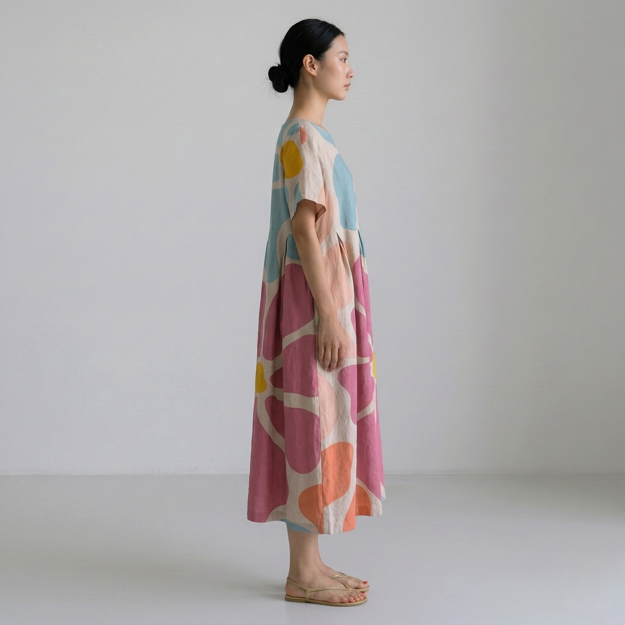 Γυναικείο Φόρεμα Maxi με Λουλουδάτο Σχέδιο, Φαρδιά Γραμμή, Κοντό Μανίκι, Χαλαρή Εφαρμογή, Καθημερινό Φόρεμα