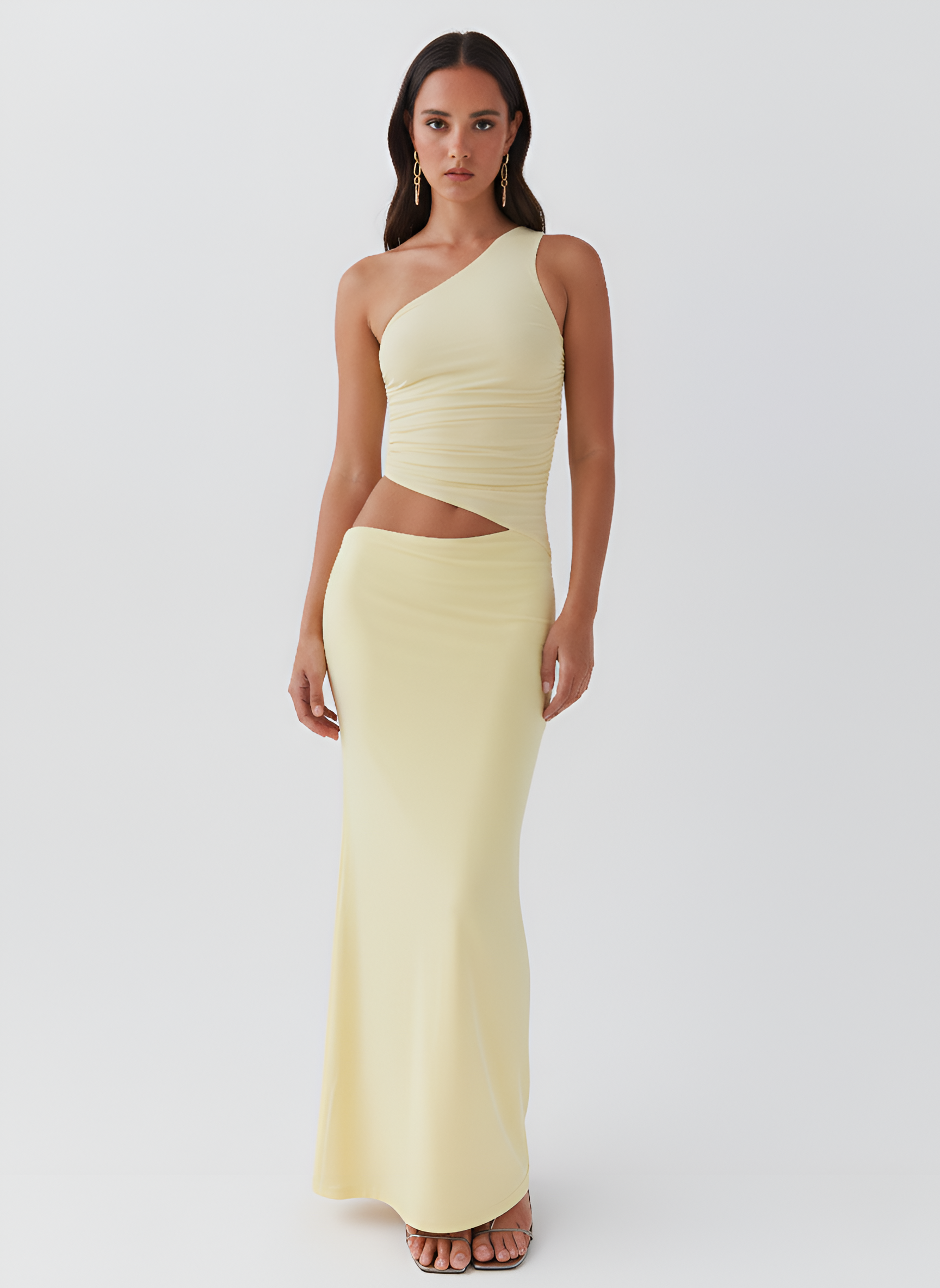 Women’s One Shoulder Cut Out Maxi Dress Bodycon Fit Evening Occasion Wear