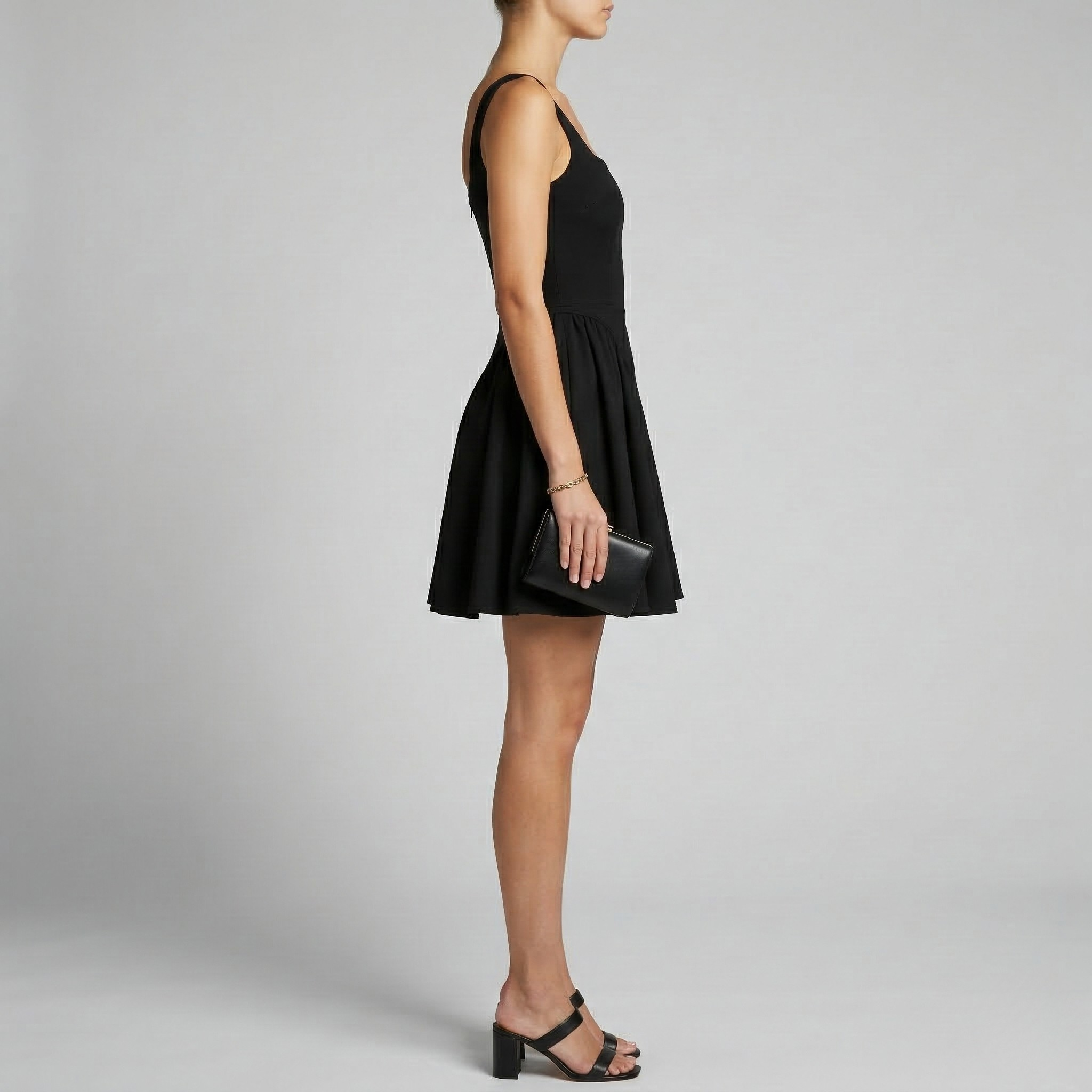 Γυναικείο Μίνι Φόρεμα με Τετράγωνη Λαιμόκοψη, Αμάνικο, Γραμμή Α, Εφαρμοστό και Φουσκωτό, Φόρεμα για Πάρτι