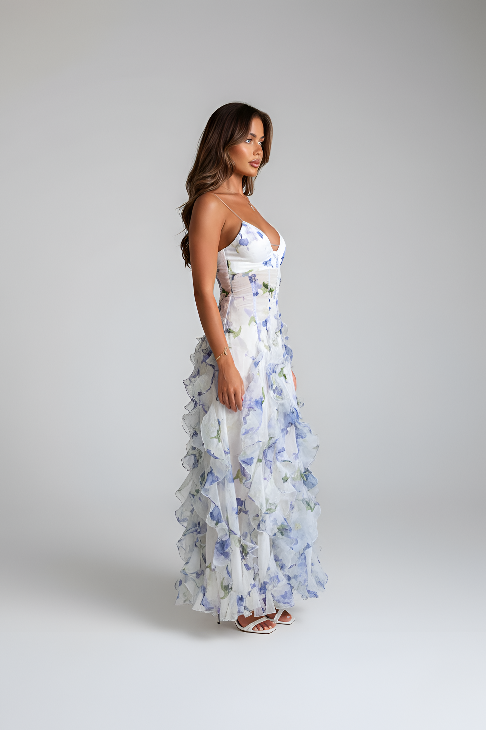 Φόρεμα τελετής με φλοράλ βολάν για γυναίκες