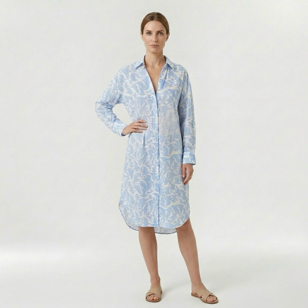 Γυναικείο Μίνι Φόρεμα με Χαλαρή Γραμμή και Μακριά Μανίκια, Καθημερινή Φόρμα με Σχέδιο